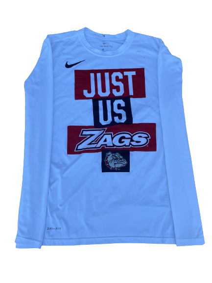 Gonzaga Basketball "JUST US ZAGS" Team Issued Long Sleeve Workout Shirt (Size L)