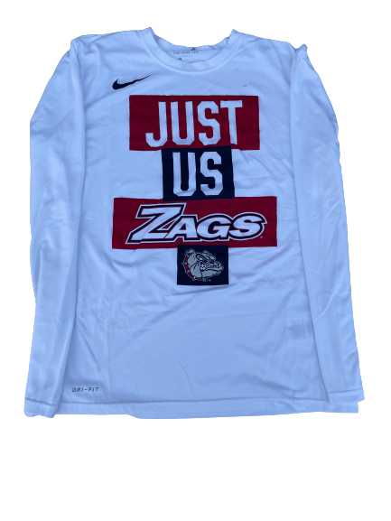 Gonzaga Basketball "JUST US ZAGS" Team Issued Long Sleeve Workout Shirt (Size L)
