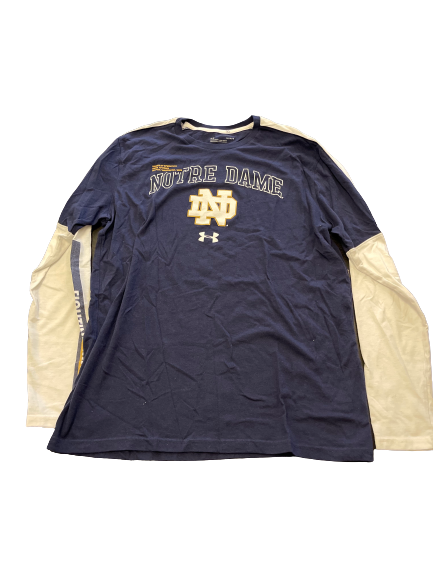 Mikayla Vaughn Notre Dame Basketball Team Issued Long Sleeve Workout Shirt (Size L)