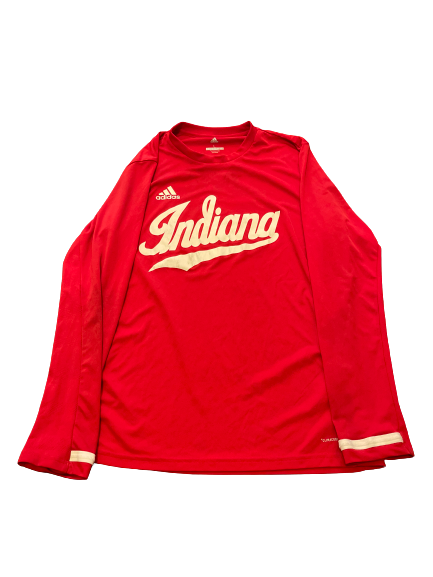 Connor Manous Indiana Baseball Team Exclusive Long Sleeve Practice Shirt with Number (Size L)