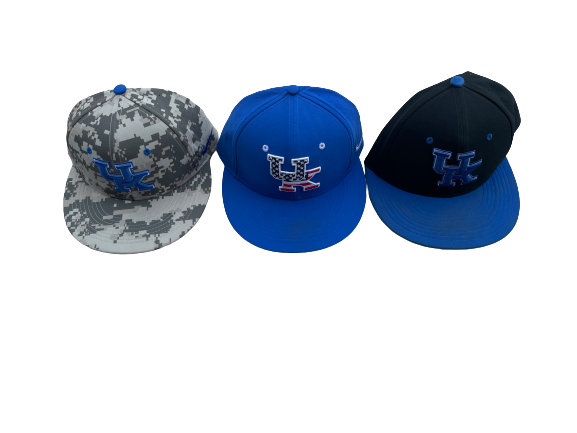 Isaiah Lewis Kentucky Baseball Team Issued Set of 3 Game Hats