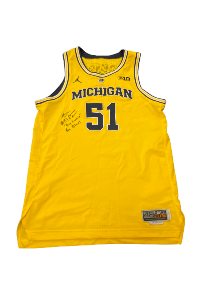 Austin Davis Michigan Basketball 2018-2019 SIGNED Game Worn Jersey (Size 48)