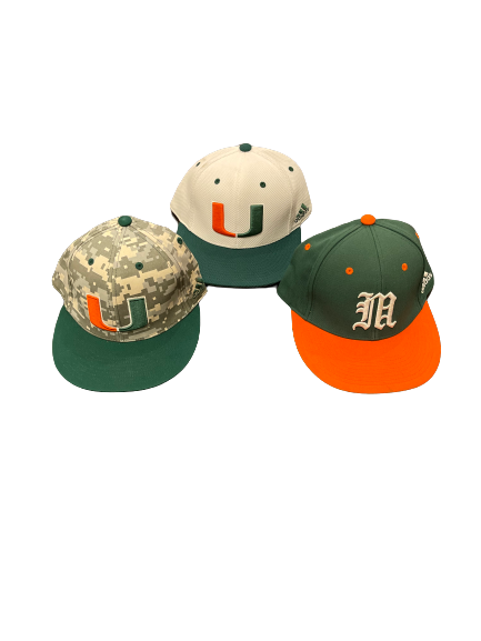 Spencer Bodanza Miami Baseball Set of 3 Game Hats (Size 7 1/4)