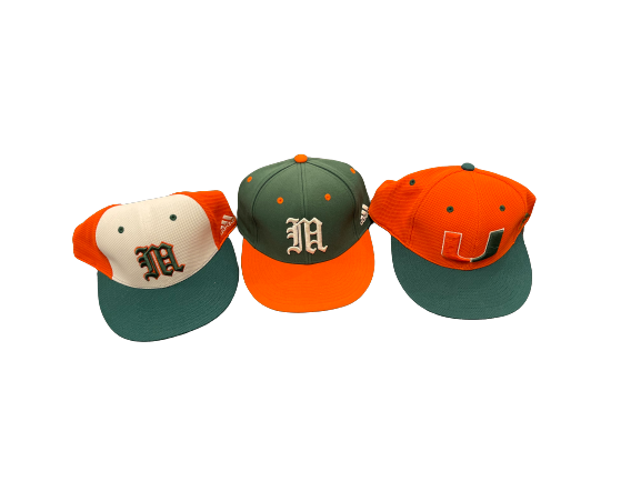 Spencer Bodanza Miami Baseball Set of 3 Game Hats (Size 7 1/4)
