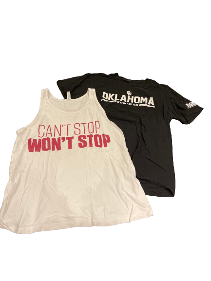 Anastasia Webb Oklahoma Gymnastics Team Issued Workout Tank and Shirt (Size M)