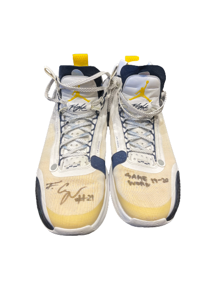 Franz Wagner Michigan Basketball 2019-2020 SIGNED & INSCRIBED Game Worn Shoes (Size 16)