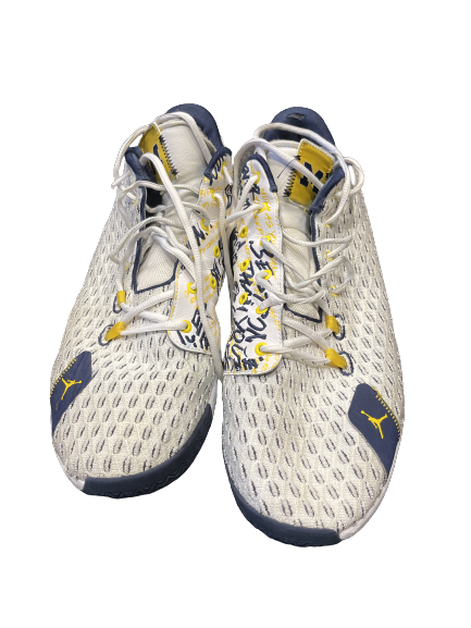 Franz Wagner Michigan Basketball 2019-2021 SIGNED & INSCRIBED Game Worn Shoes (Size 16)
