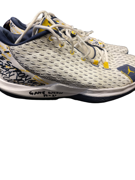 Franz Wagner Michigan Basketball 2019-2021 SIGNED & INSCRIBED Game Worn Shoes (Size 16)