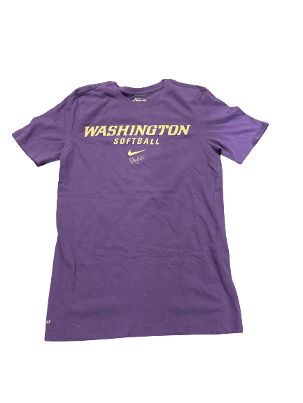 Sis Bates Washington Softball Team Issued SIGNED Workout Shirt (Size S)