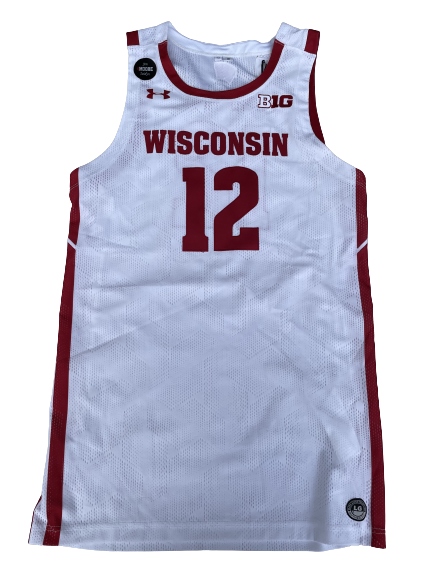 Trevor Anderson Wisconsin Basketball Game Worn Jersey with "4MOORE" Patch (Size L)