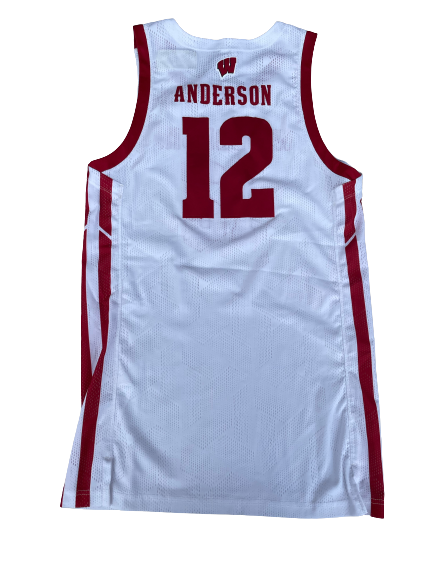 Trevor Anderson Wisconsin Basketball Game Worn Jersey with "4MOORE" Patch (Size L)