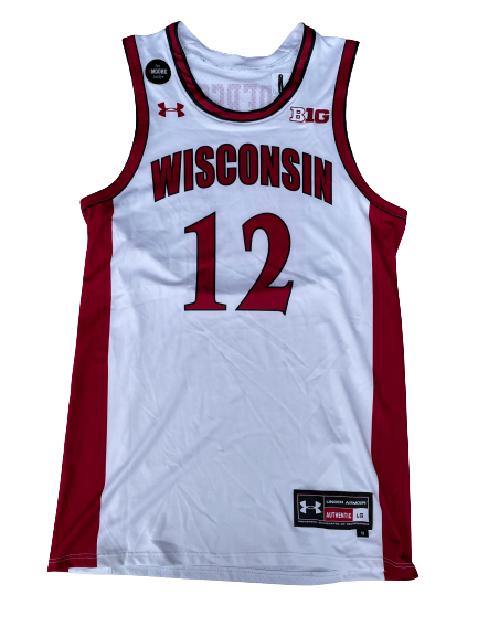 Trevor Anderson Wisconsin Basketball Game Worn Retro Jersey with "4MOORE" Patch (Size L)