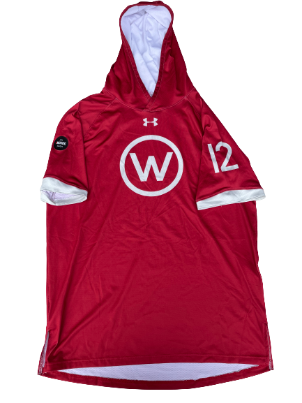 Trevor Anderson Wisconsin Basketball Player Exclusive Pre-Game Warm-Up Short-Sleeve Hoodie (Size L)