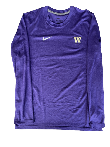 Victoria Hayward Washington Softball Team Issued Long Sleeve Workout Shirt with Number (Size S)