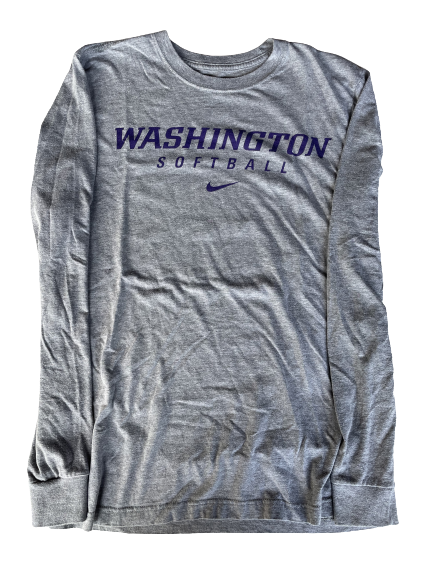 Victoria Hayward Washington Softball Team Issued Long Sleeve Workout Shirt with Number on Back (Size S)