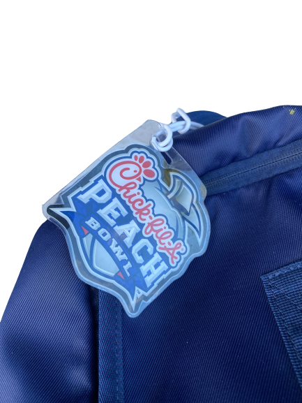 Stephen Spanellis Michigan Football Team Issued Backpack with Peach Bowl Travel Tag