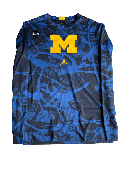 Danielle Rauch Michigan Basketball Player Exclusive Long Sleeve Pre-Game Warm-Up / Bench Shirt with BLM Patch (Size MT)