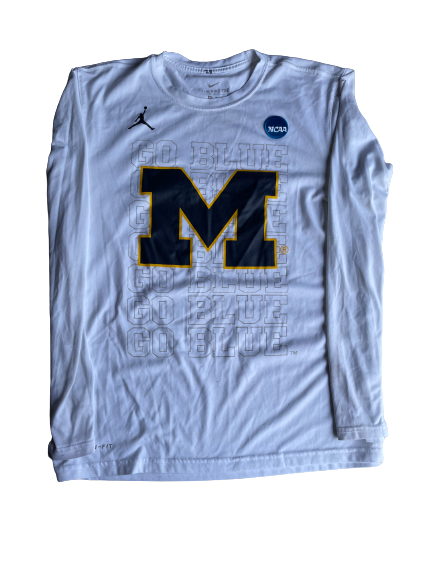 Danielle Rauch Michigan Basketball Player Exclusive Long Sleeve Pre-Game Warm-Up / Bench Shirt with NCAA Patch (Size M)