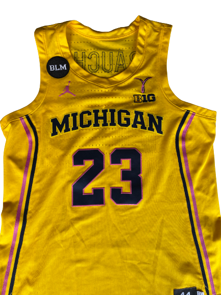 Danielle Rauch Michigan Basketball 2020-2021 Breast Cancer Awareness Game Worn Jersey (Size 44)