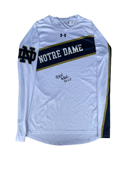 Paul Atkinson Jr. Notre Dame Basketball SIGNED Exclusive Long Sleeve Pre-Game Warm-Up Shirt (Size XL)