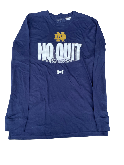Paul Atkinson Jr. Notre Dame Basketball Team Issued "NO QUIT" Long Sleeve Shirt (Size XL)