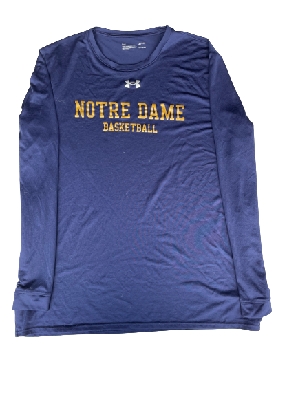 Prentiss Hubb Notre Dame Basketball Team Issued Long Sleeve Workout Shirt (Size L)