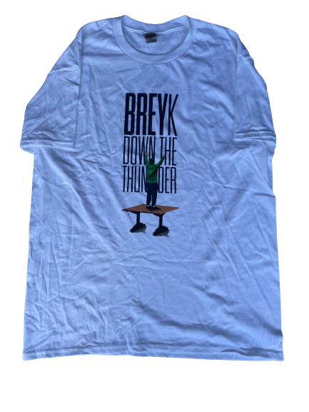 Prentiss Hubb Notre Dame Basketball "BREYK DOWN THE THUNDER" T-Shirt (Size L)