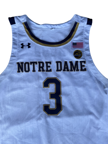 Prentiss Hubb Notre Dame Basketball 2020 GAME WORN Jersey (Size M)