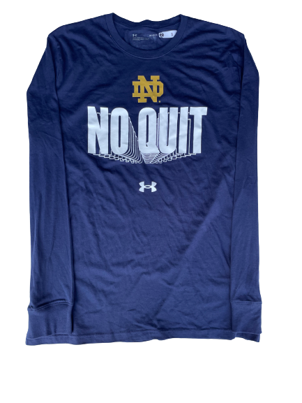 Prentiss Hubb Notre Dame Basketball Team Issued "NO QUIT" Long Sleeve Shirt (Size L)