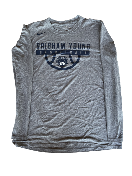 Yoeli Childs BYU Basketball Team Issued Long Sleeve Workout Shirt (Size XLT)