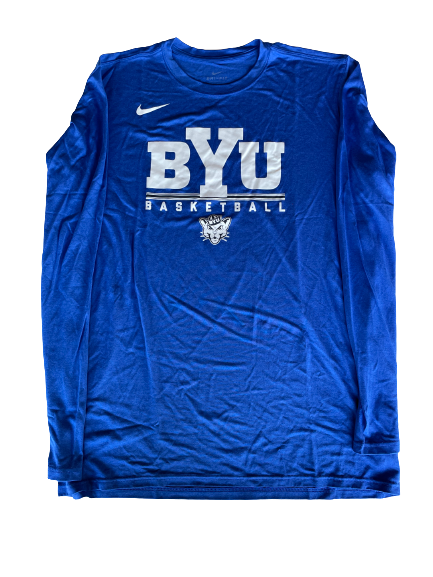 Yoeli Childs BYU Basketball Team Issued Long Sleeve Workout Shirt (Size XLT)
