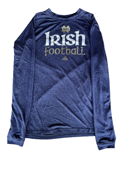 Scott Daly Notre Dame Football Team Issued Long Sleeve Workout Shirt with Number on Back (Size XL)