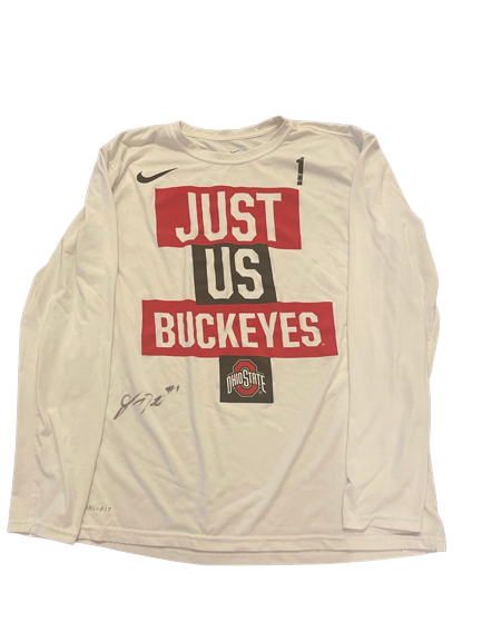 Jimmy Sotos Ohio State Basketball SIGNED Team Issued "JUST US BUCKEYES" Warm-Up Shirt with Number (Size L)