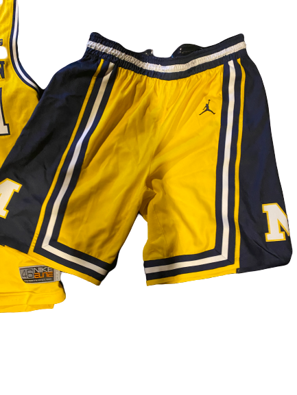 Charles Matthews Game Worn Michigan 1989 Throwback Uniform Set (Jersey & Shorts)