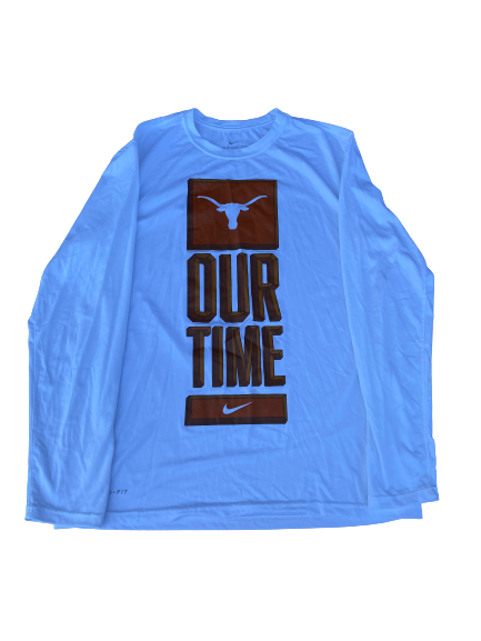 Blake Nevins Texas Basketball Team Issued "Our Time" Long Sleeve Shirt (Size L)