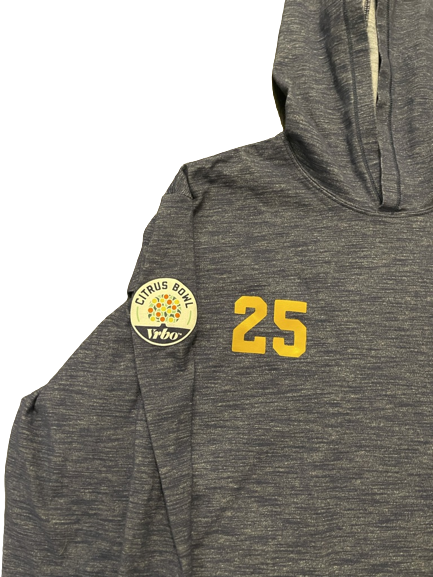 Hassan Haskins Michigan Football Player Exclusive Citrus Bowl Pre-Game Performance Hoodie with Number & Patch (Size L)