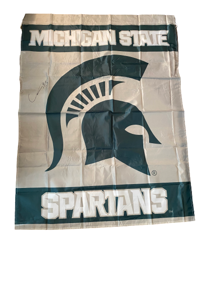 Cassius Winston Michigan State Spartans Signed Flag