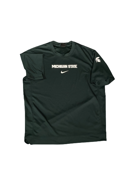 Cassius Winston Michigan State Basketball Team-Exclusive Game Warm-Up Shirt (Size L)