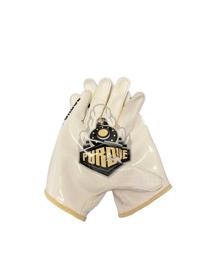 Marcellus Moore Purdue Football Team Exclusive Football Gloves (Size L)
