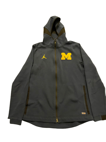Hassan Haskins Michigan Football Team Issued Full-Zip Jordan Jacket with Player Tag (Size L)