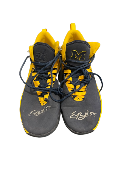 Eli Brooks Michigan Basketball SIGNED PRACTICE WORN Player Exclusive Shoes (Size 11.5)