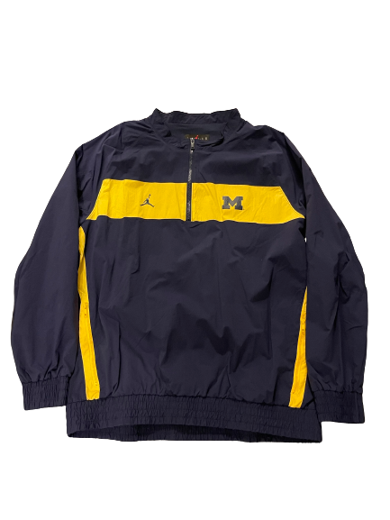Michigan Basketball Player Exclusive Jordan Quarter-Zip Windbreaker Jacket (Size XL)