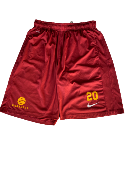 Austin Manning USC Team Issued Practice Shorts with Number (Size L)