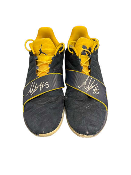 Adrien Nunez Michigan Basketball SIGNED GAME WORN Player Exclusive Shoes (Size 14) - Photo Matched