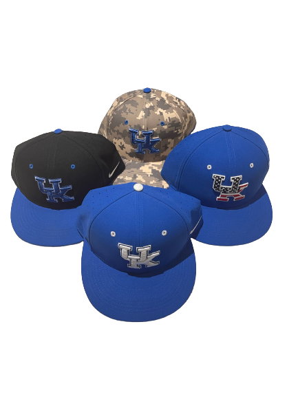 T.J. Collett Kentucky Baseball Player Exclusive Set of (4) Game Hats - Size 7 1/2