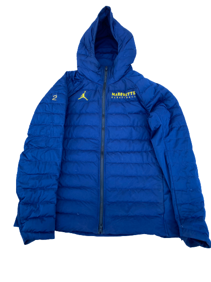 Sacar Anim Marquette Basketball Player Exclusive Winter Jacket with Number on Sleeve (Size L)
