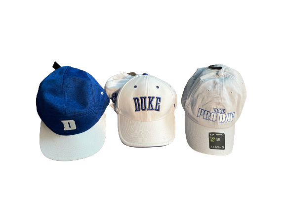 Dylan Singleton Duke Football Set of (3) Hats - 2020 Pro Day Hat Included