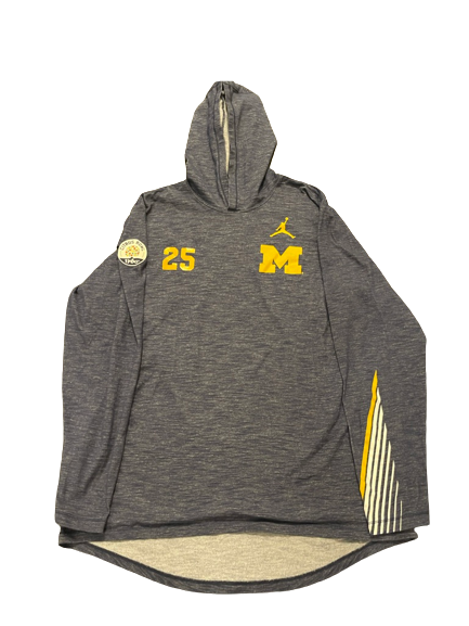 Hassan Haskins Michigan Football Player Exclusive Citrus Bowl Pre-Game Performance Hoodie with Number & Patch (Size L)