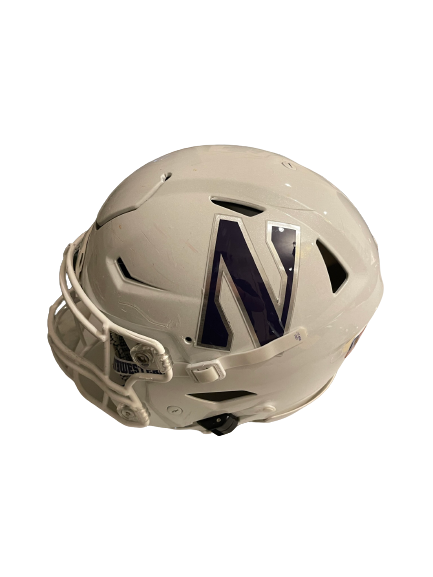 Jeremy Meiser Northwestern Football Game Worn White Helmet