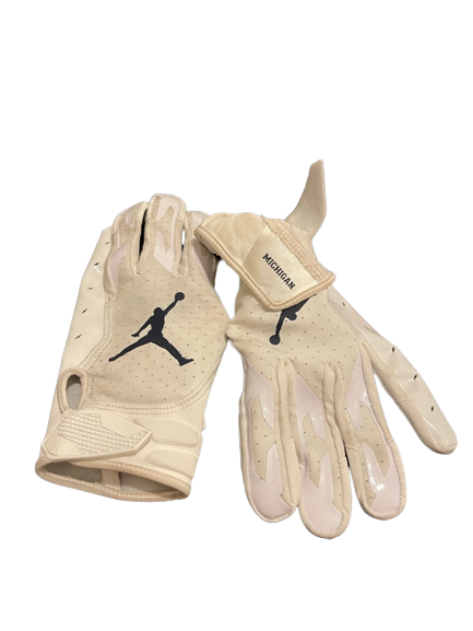 Brad Hawkins Michigan Football Player Exclusive Football Gloves (2 LEFT HANDS) (Size 2XL)